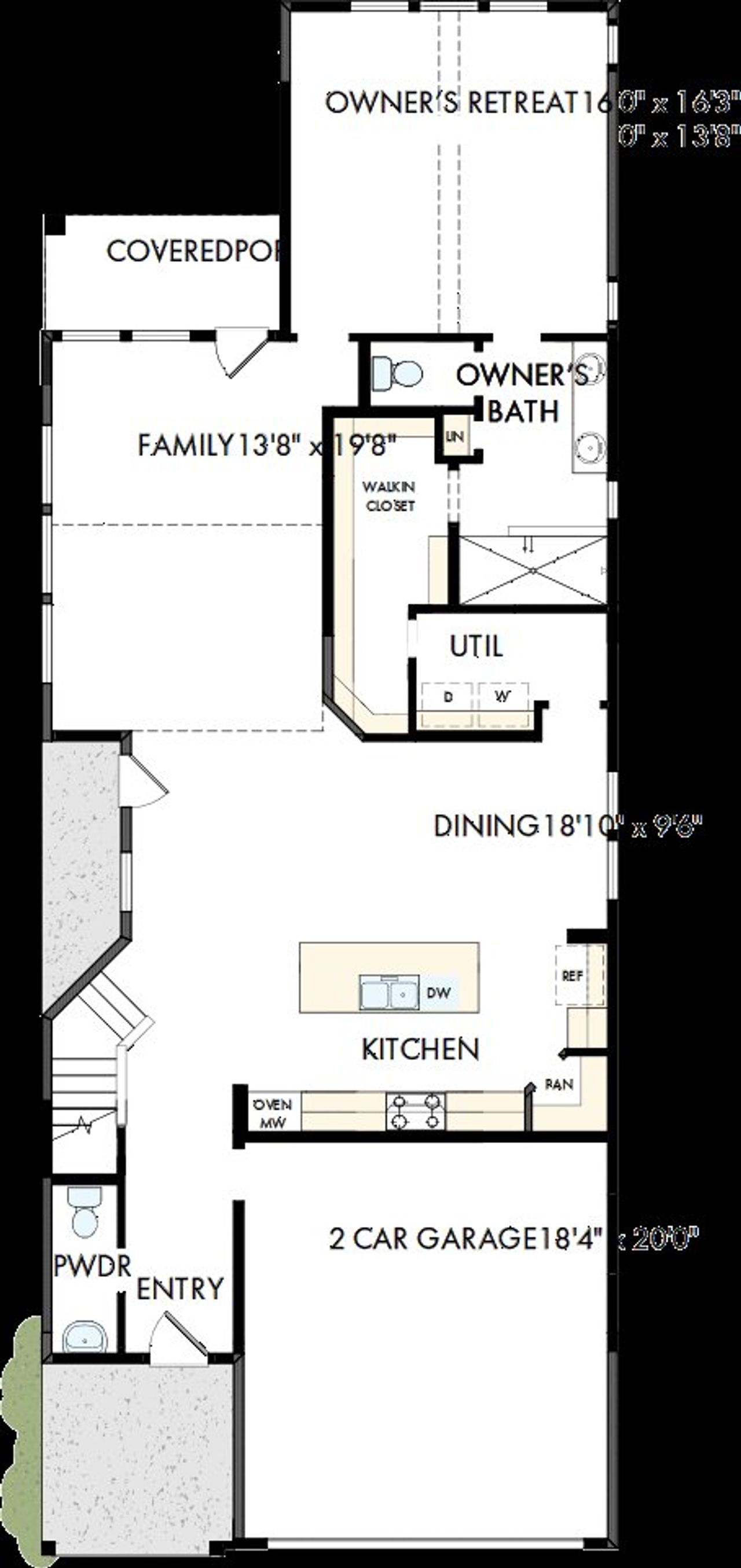 2D floor plan layout of this home in Solterra - Garden Series, Mesquite, TX (Image 2). 2D floor plan layout of this home in Solterra - Garden Series, Mesquite, TX (Image 2).