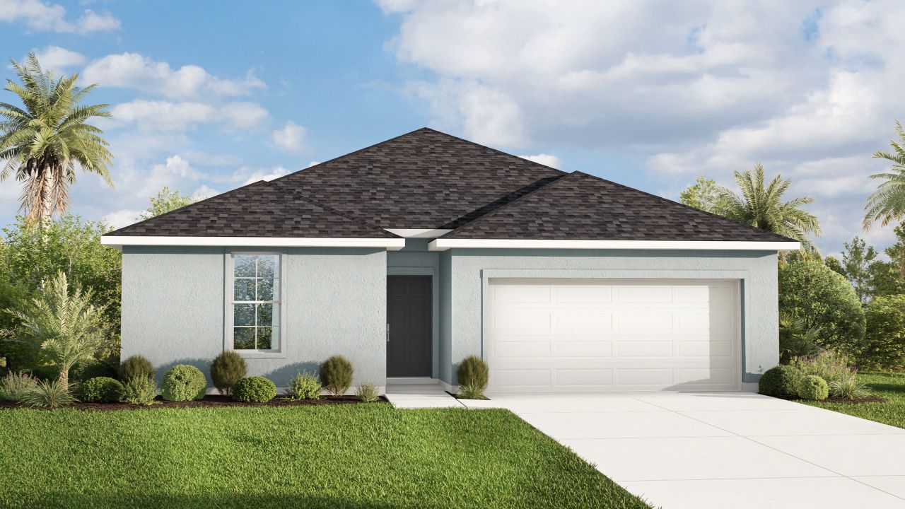 Front exterior of a new home in Spring Hill, Spring Hill, FL, highlighting curb appeal (Image 2). Front exterior of a new home in Spring Hill, Spring Hill, FL, highlighting curb appeal (Image 2).