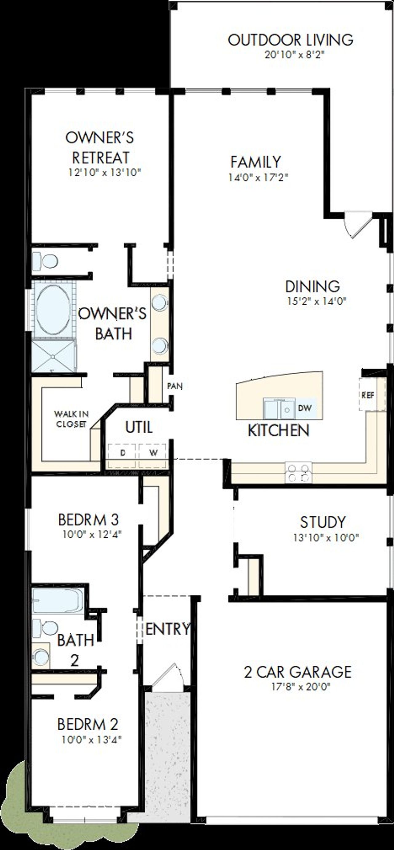 2D floor plan layout of this home in Pomona - Reserve Collection, Manvel, TX (Image 2).