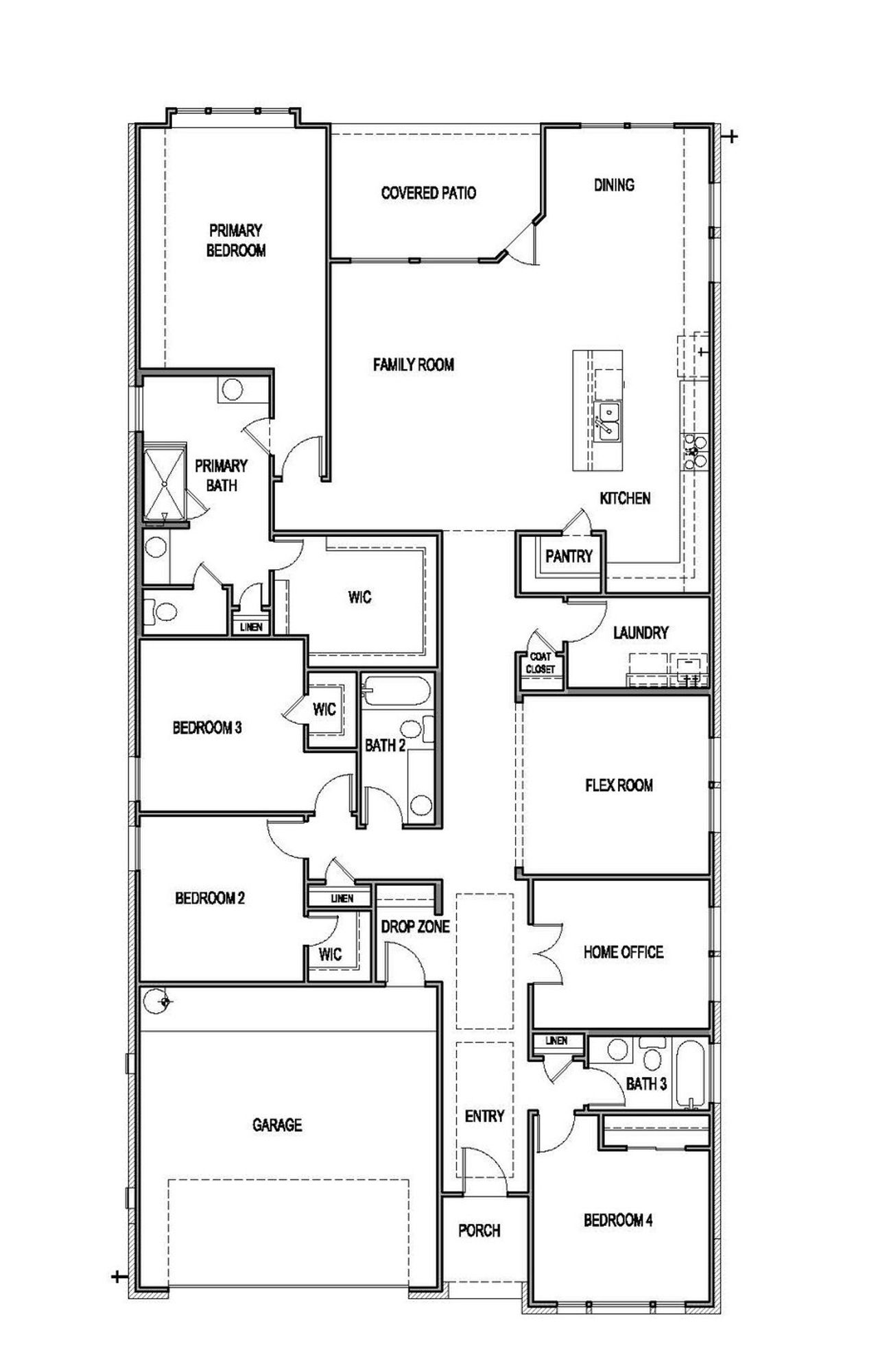 2D floor plan layout of this home in Blackhawk, Pflugerville, TX (Image 2).