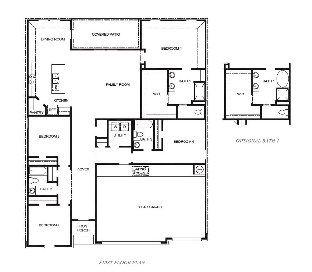 2D floor plan layout for the FAIRFIELD by D.R. Horton in Westward Pointe, Sealy, TX (Image 2).