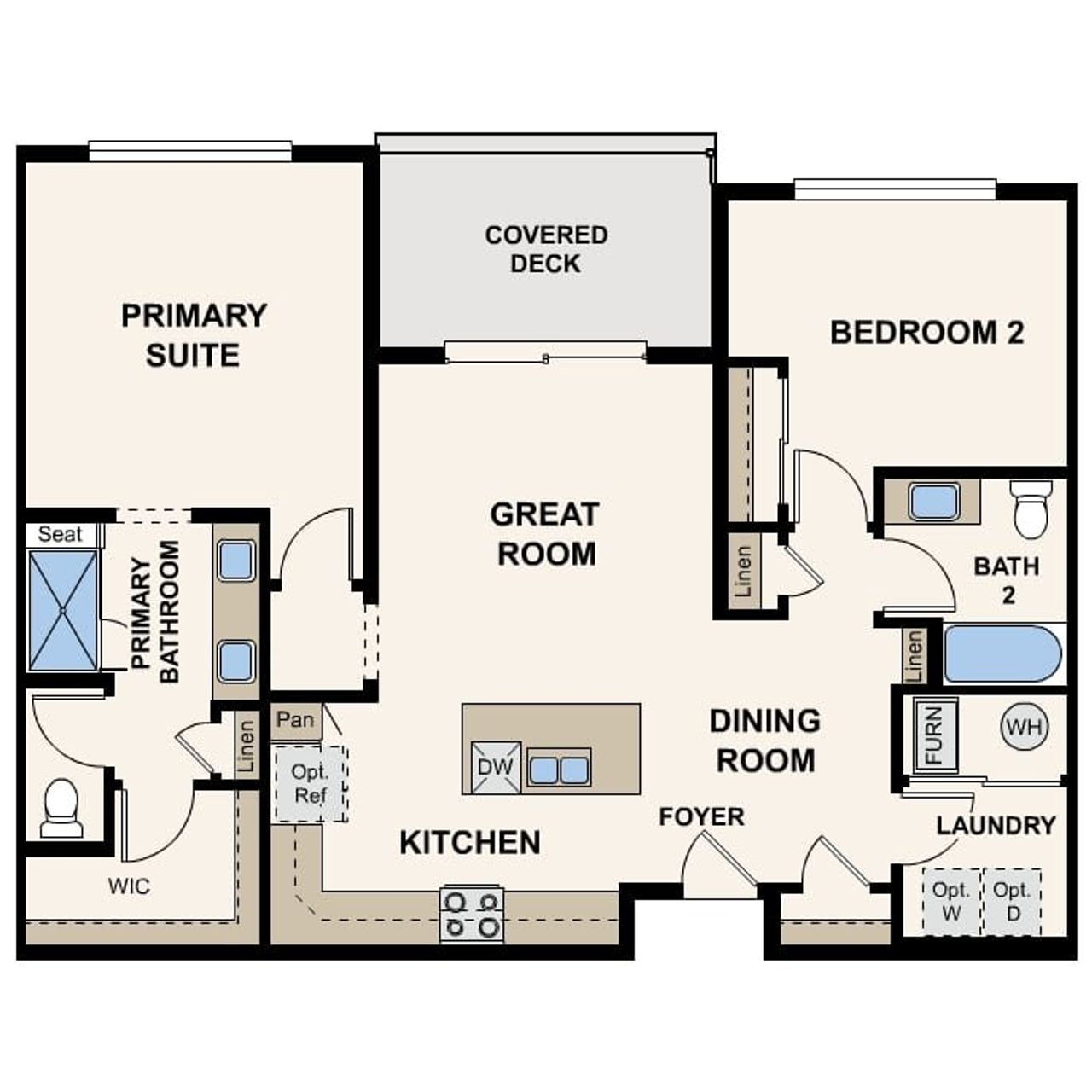 2D floor plan layout of this home in Grand Vue at Interlocken, Broomfield, CO (Image 2).