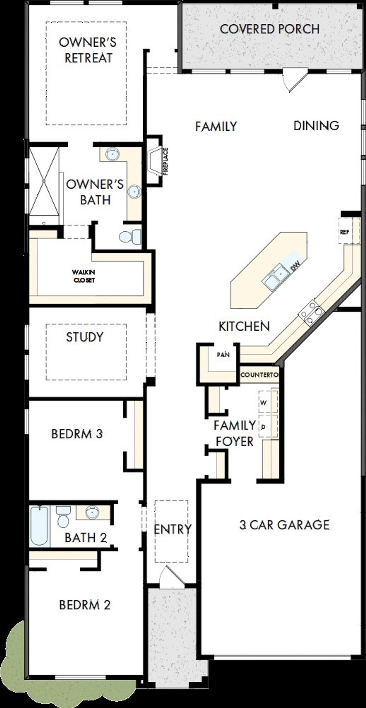 2D floor plan layout of this home in Maple Grove at Towne Lake, Woodstock, GA (Image 2).