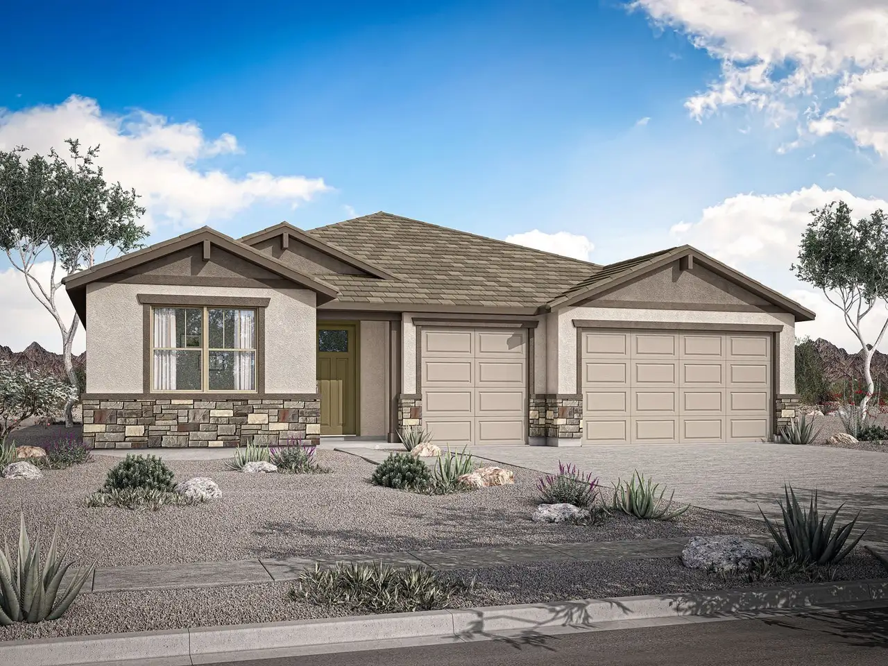 Representative exterior photo of a completed home built from the Garnet by Mattamy Homes in Rosewood Heights, San Tan Valley, AZ (Image 2).