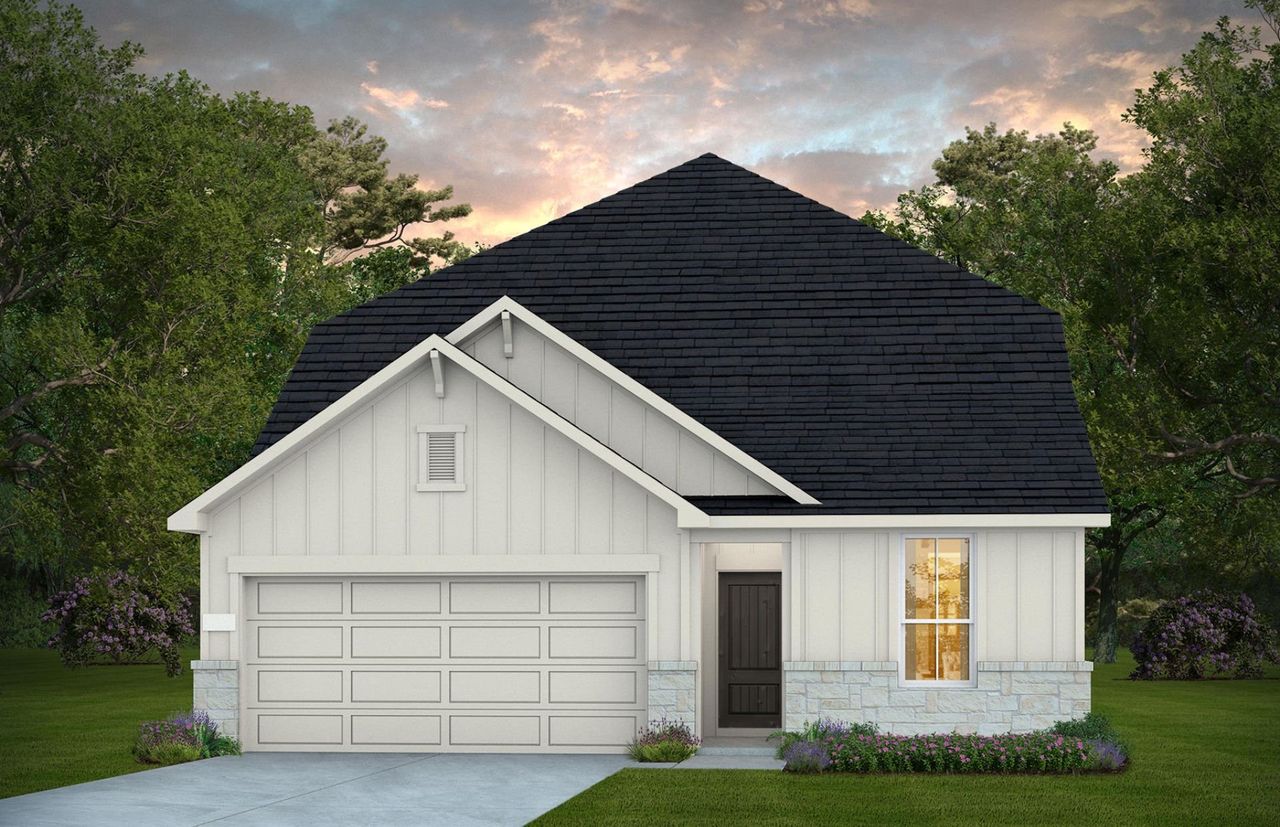 Representative exterior photo of a completed home built from the Woodland by Centex in Stokesbury, Waller, TX (Image 2).