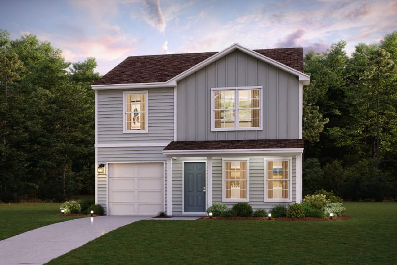 A house with a driveway.