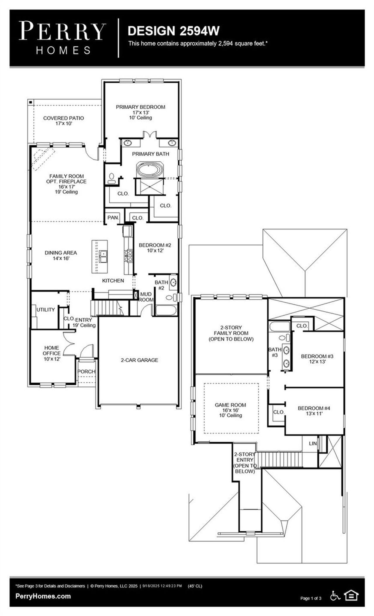2D floor plan layout of this home in Brookewater 40', Rosenberg, TX (Image 2).