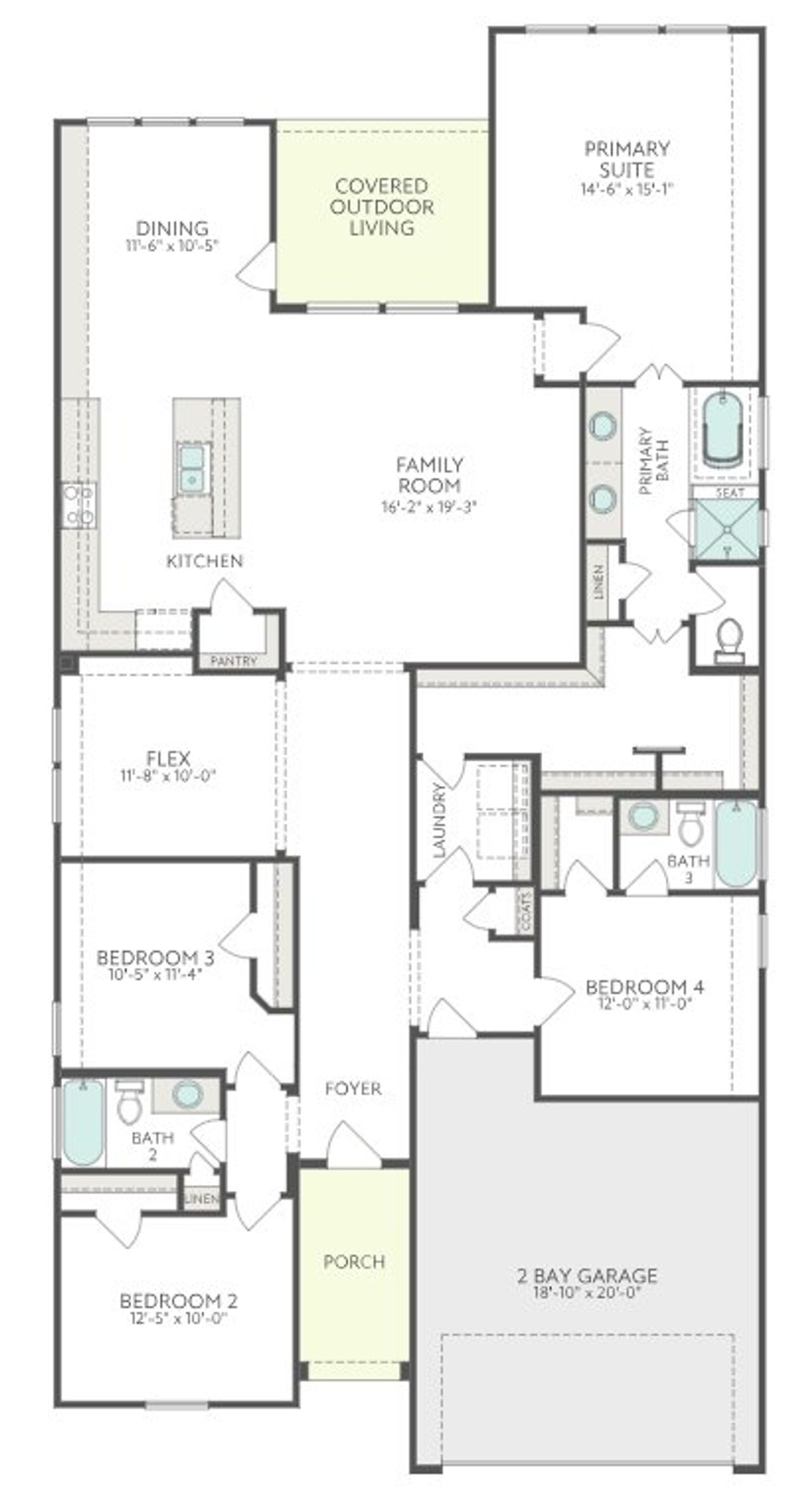 2D floor plan layout for the Starling by Tri Pointe Homes in Clopton Farms, Montgomery, TX (Image 2).