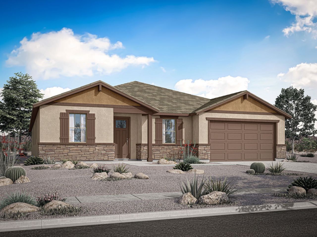 Representative exterior photo of a completed home built from the Hibiscus by Mattamy Homes in Rosewood Heights, San Tan Valley, AZ (Image 2).