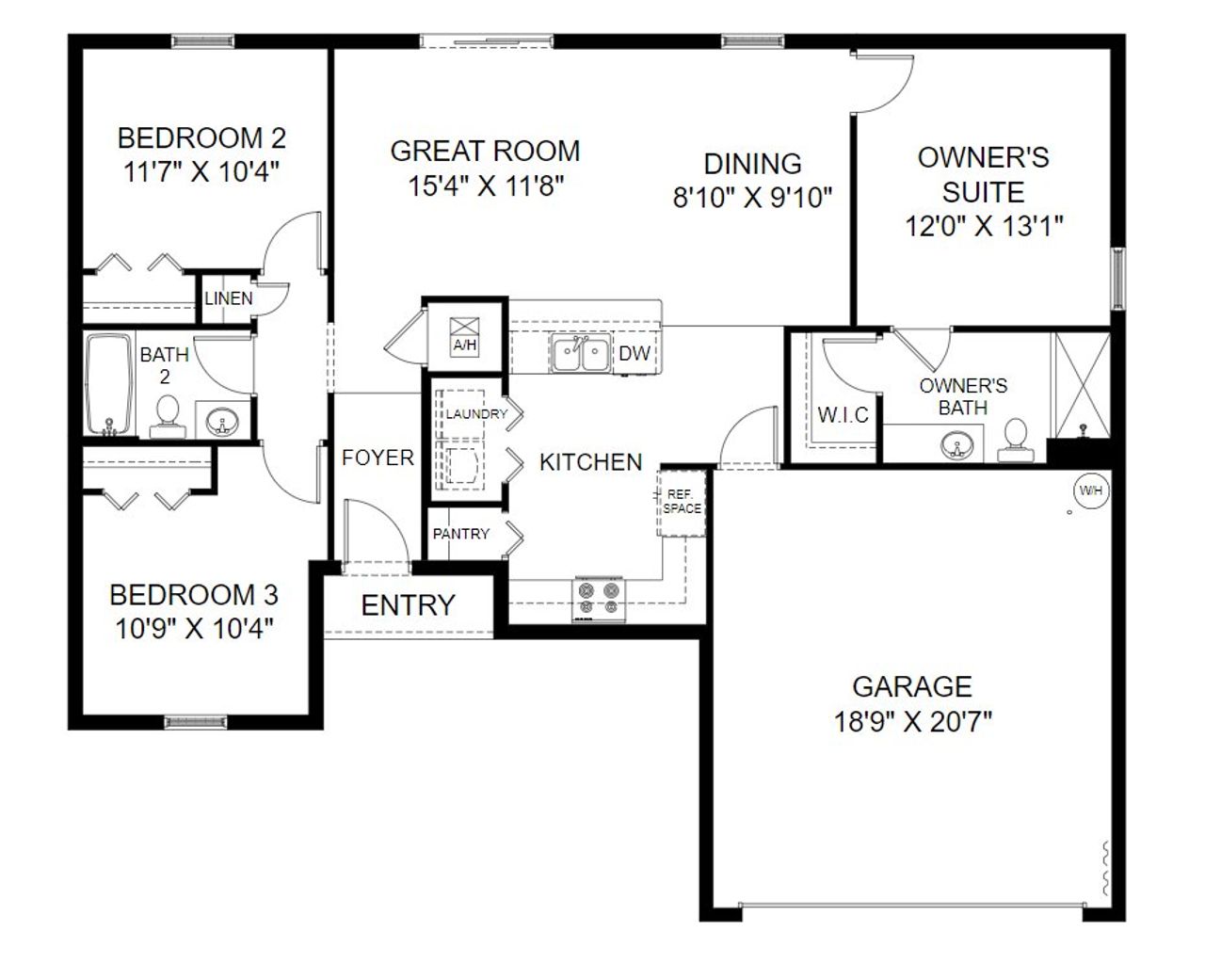 2D floor plan layout for the Sago by Holiday Builders in Spring Hill, Spring Hill, FL (Image 2). 2D floor plan layout for the Sago by Holiday Builders in Spring Hill, Spring Hill, FL (Image 2).