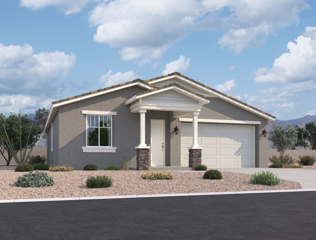 Representative exterior photo of a completed home built from the Violet by Ashton Woods in Sunset Farms, Tolleson, AZ (Image 2).