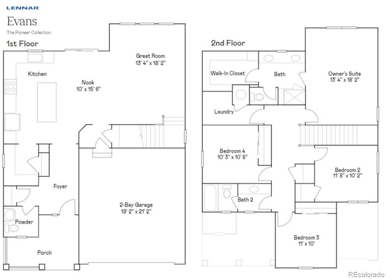 2D floor plan layout of this home in Newlin Crossing: The Pioneer Collection, Parker, CO (Image 2). 2D floor plan layout of this home in Newlin Crossing: The Pioneer Collection, Parker, CO (Image 2).