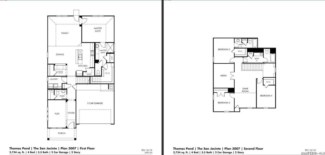 2D floor plan layout of this home in Thomas Pond, San Antonio, TX (Image 2).
