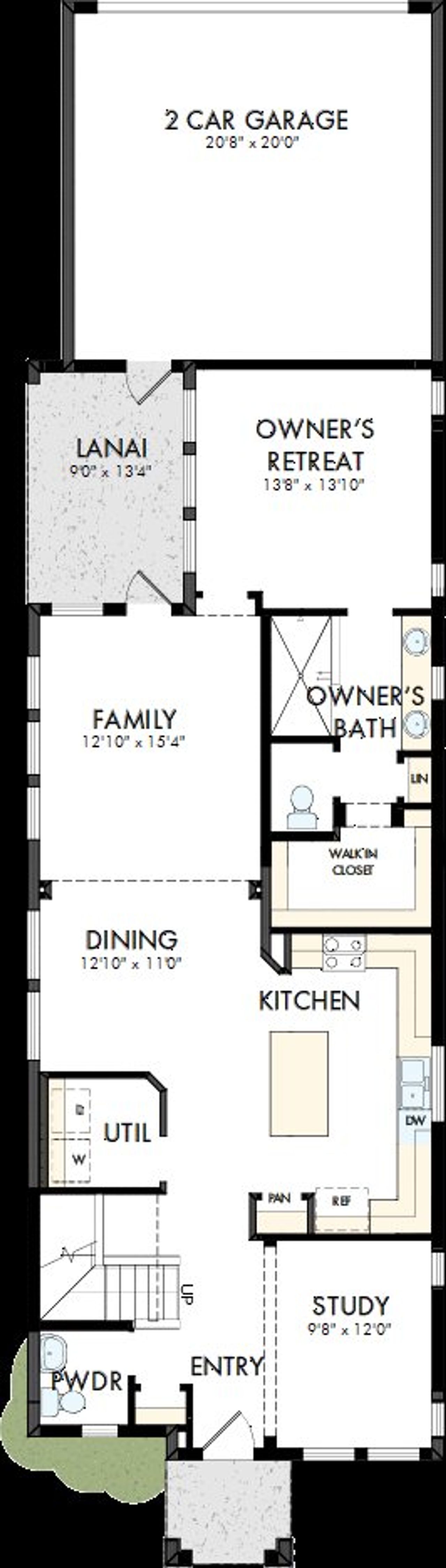 2D floor plan layout of this home in Reflections at Olympus – Valor, Clermont, FL (Image 2).