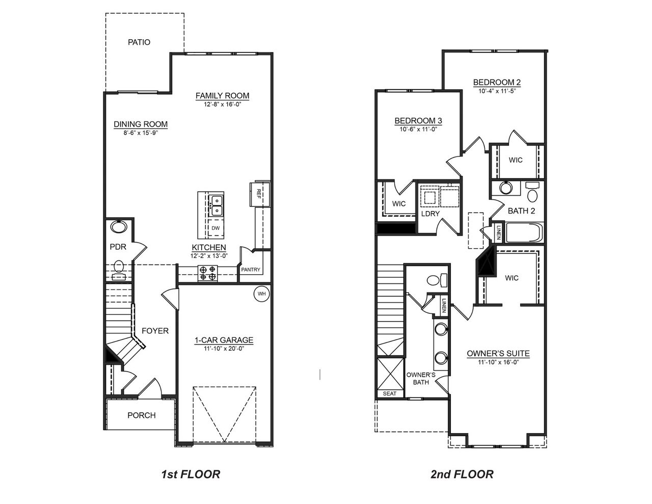 2D floor plan layout for the Denver by D.R. Horton in Ken's Crossing, Moore, SC (Image 2).