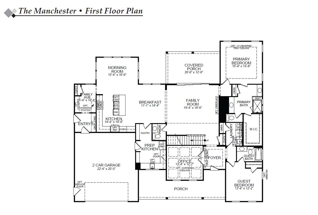 2D floor plan layout for the Manchester by Eastwood Homes in Rock Creek, Denver, NC (Image 2).