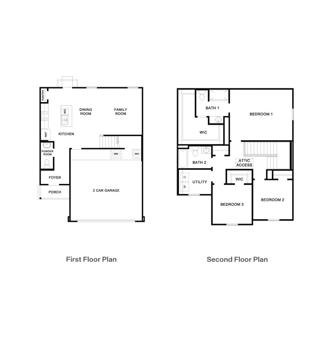 2D floor plan layout of this home in Prairie Lakes, Buda, TX (Image 2).