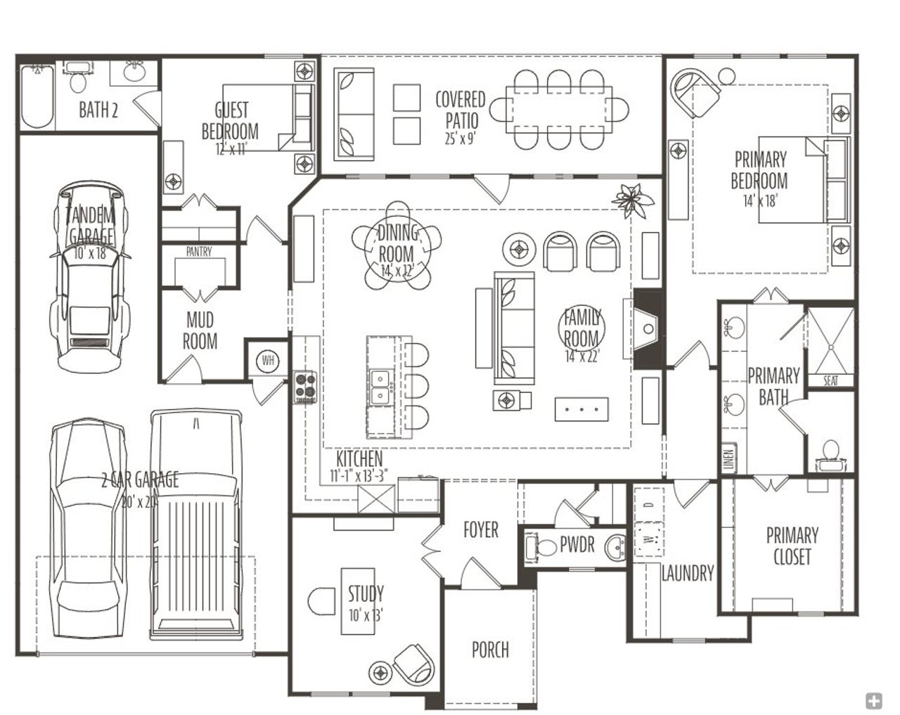 2D floor plan layout for the Lucera by Ladera Texas in Ladera at Timberbrook, Justin, TX (Image 2). 2D floor plan layout for the Lucera by Ladera Texas in Ladera at Timberbrook, Justin, TX (Image 2).