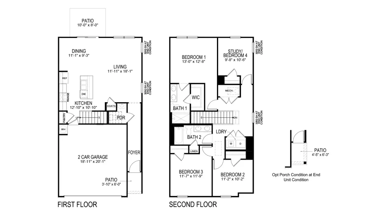 2D floor plan layout of this home in Valley Grove Villas, Knoxville, TN (Image 2).