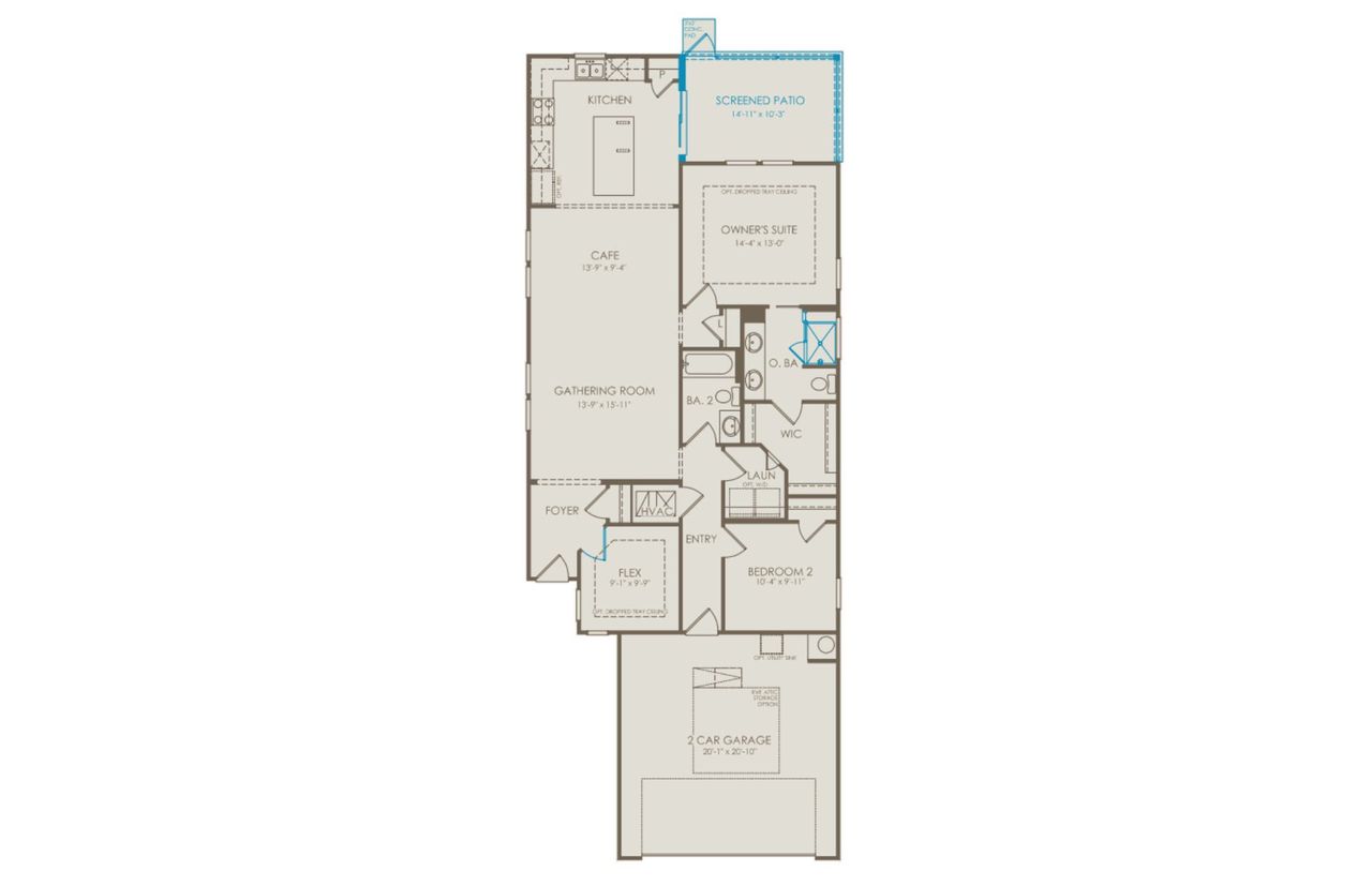 2D floor plan layout of this home in Del Webb Southern Harmony, Murfreesboro, TN (Image 2).