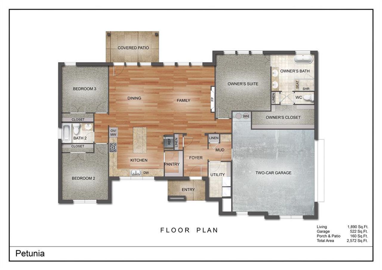 2D floor plan layout of this home in Taylor Ranch, Springtown, TX (Image 2). 2D floor plan layout of this home in Taylor Ranch, Springtown, TX (Image 2).