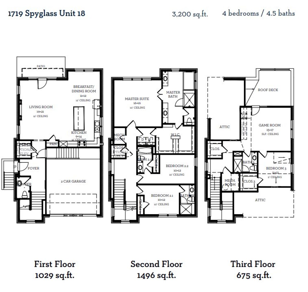 2D floor plan layout of this home in Spyglass, Austin, TX (Image 2).