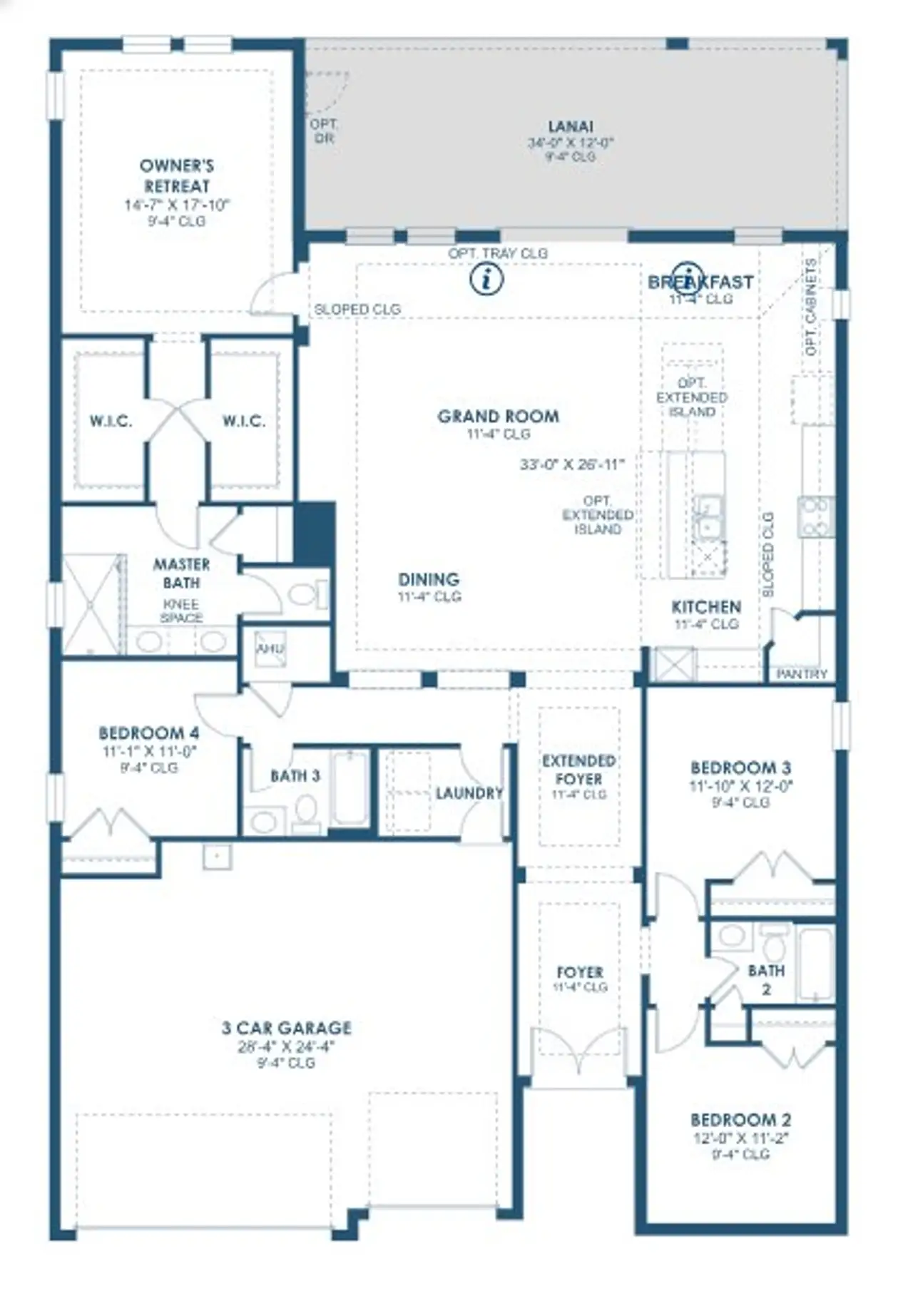 2D floor plan layout for the Bayshore I by Homes by WestBay in Pasadena Woods, Wesley Chapel, FL (Image 2).