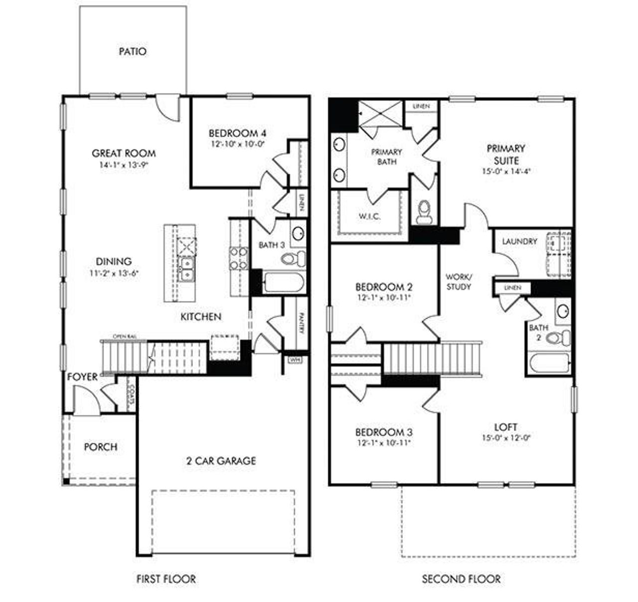 2D floor plan layout of this home in Avalon - Reserve Series, Conyers, GA (Image 2).