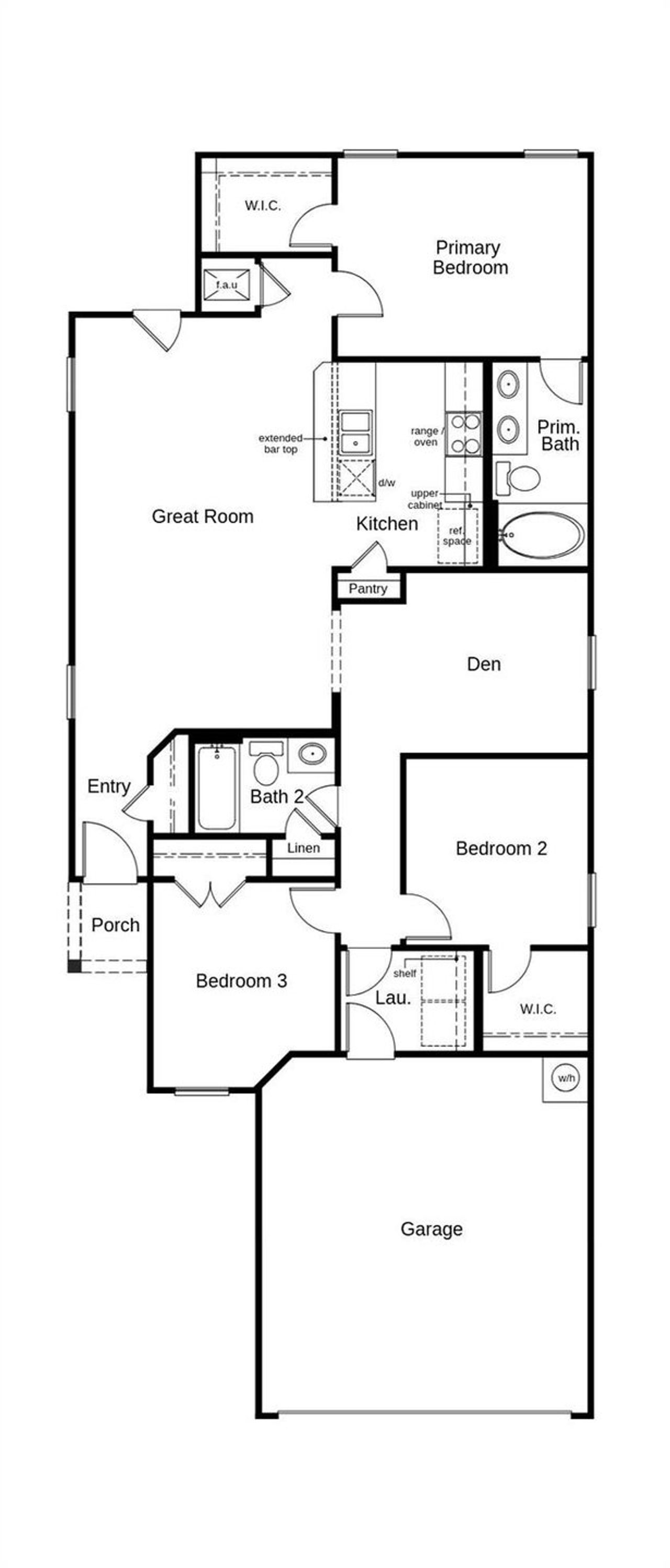 This floor plan features 3 bedrooms, 2 full baths, and over 1,300 square feet of living space.
