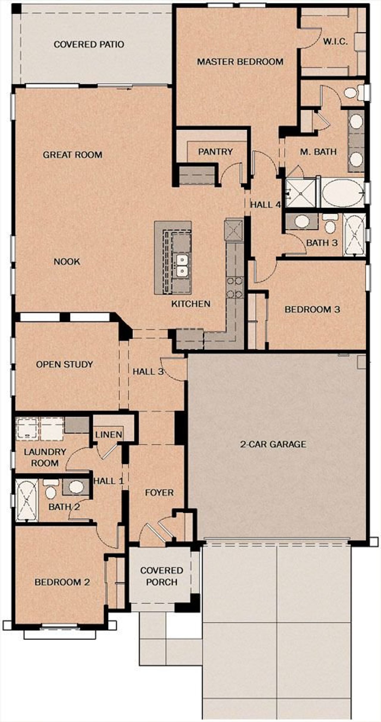2D floor plan layout of this home in Sierra Nevada at Prasada, Surprise, AZ (Image 2).