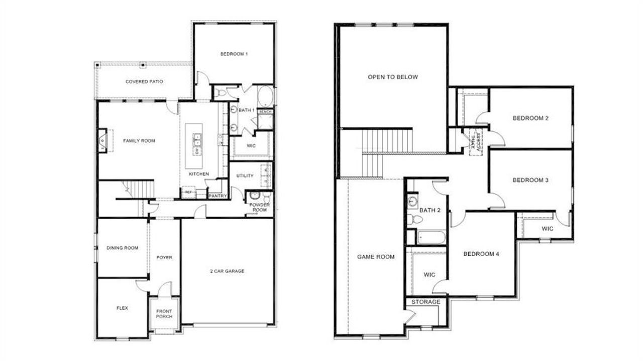 2D floor plan layout of this home in The Landing at Hidden Lakes, McKinney, TX (Image 2).