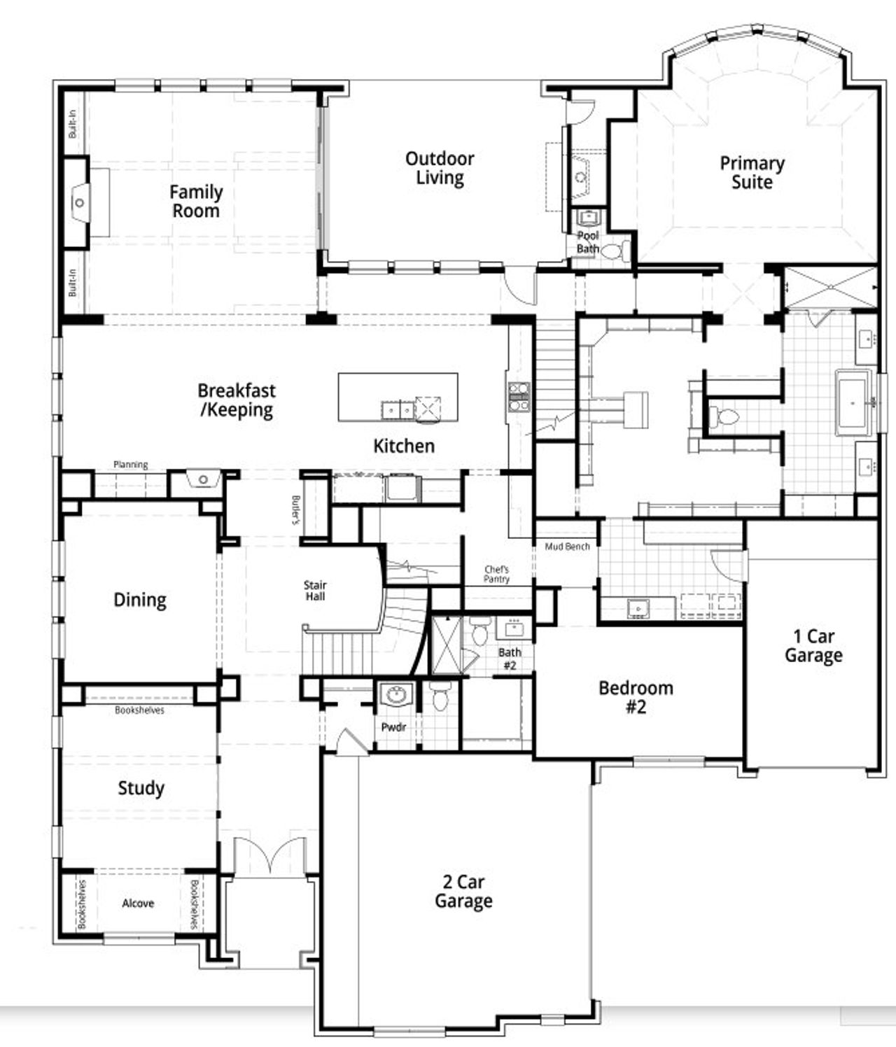 2D floor plan layout for the Varenna by Huntington Homes in Mustang Lakes - 100ft Lots, McKinney, TX (Image 2).