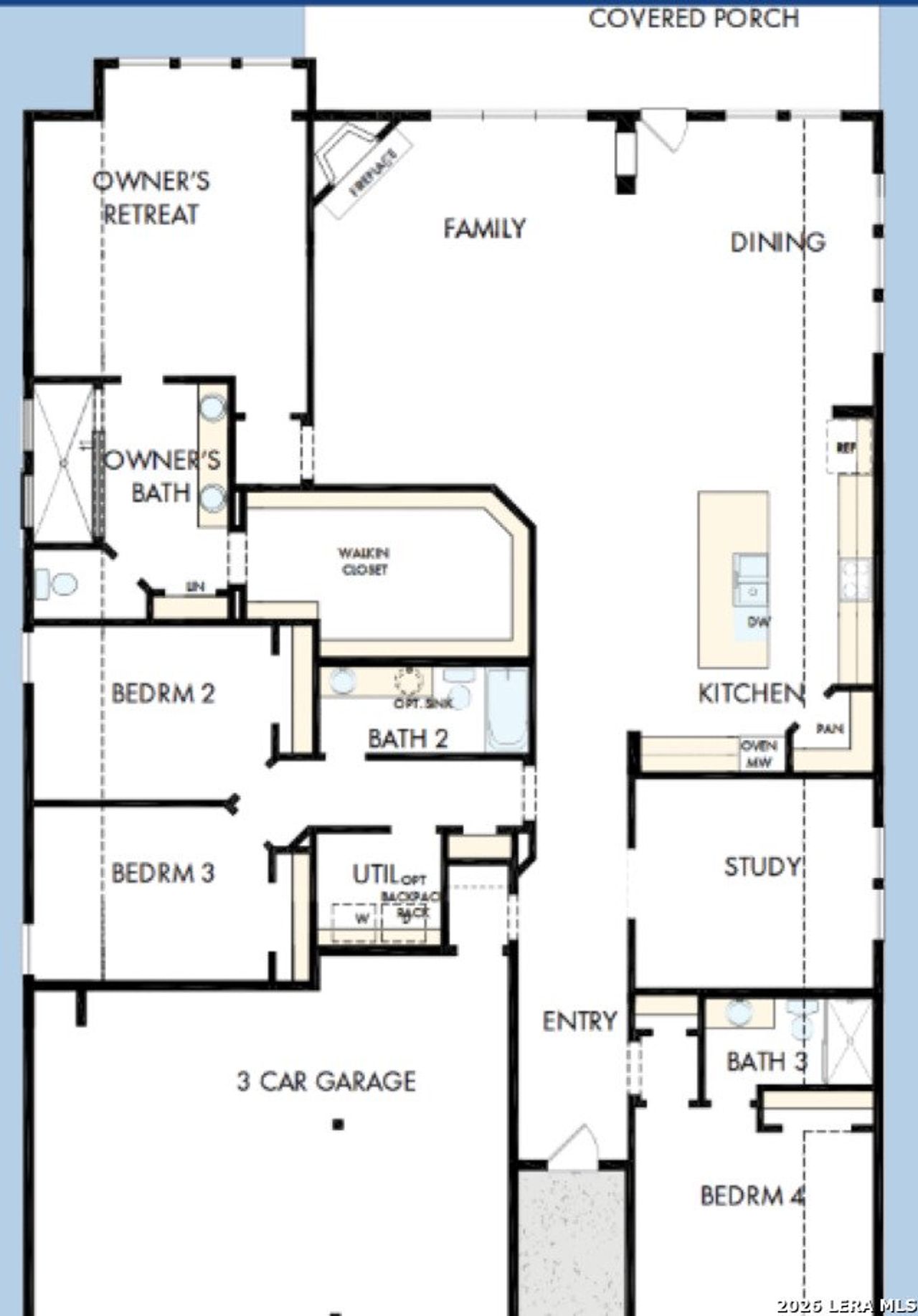 2D floor plan layout of this home in Davis Ranch 60', San Antonio, TX (Image 2).