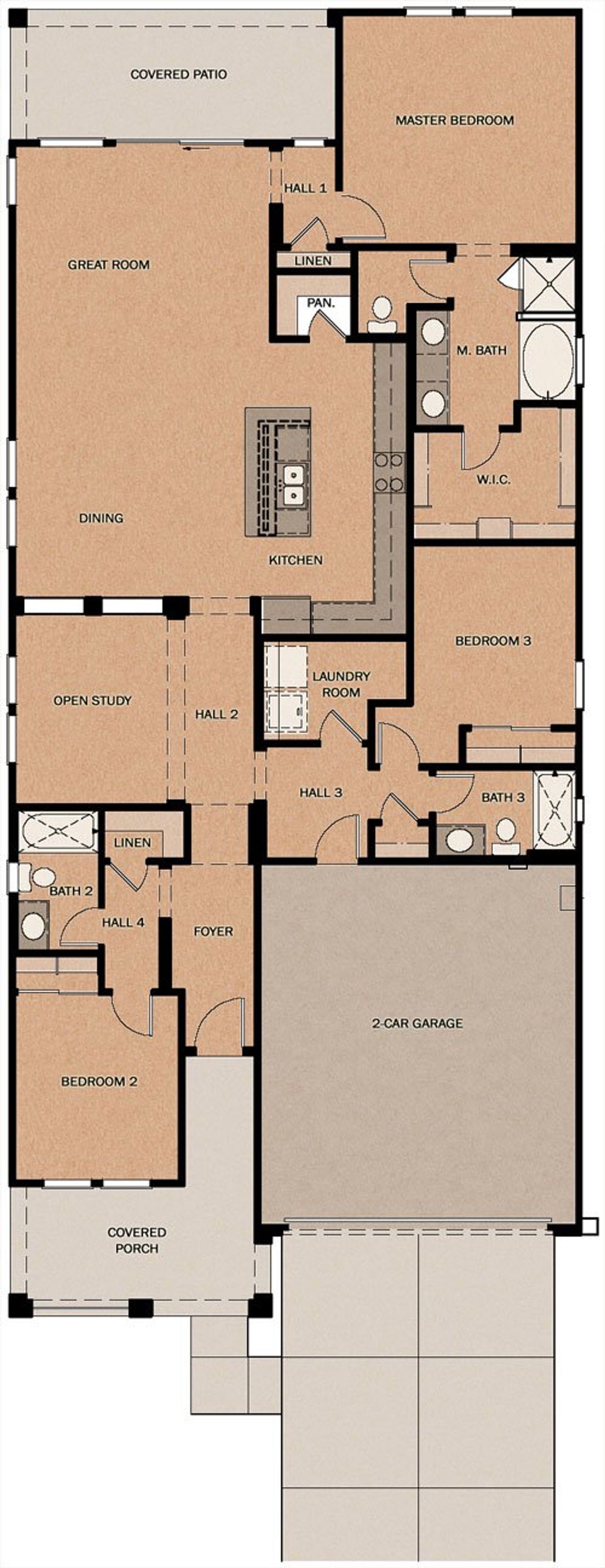 2D floor plan layout of this home in Calistoga at Enclave, Litchfield Park, AZ (Image 2).