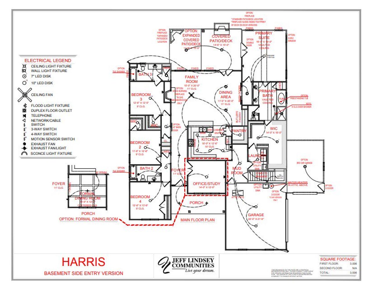 2D floor plan layout for the Harris B by Jeff Lindsey Communities in Arbor Springs, Newnan, GA (Image 2).