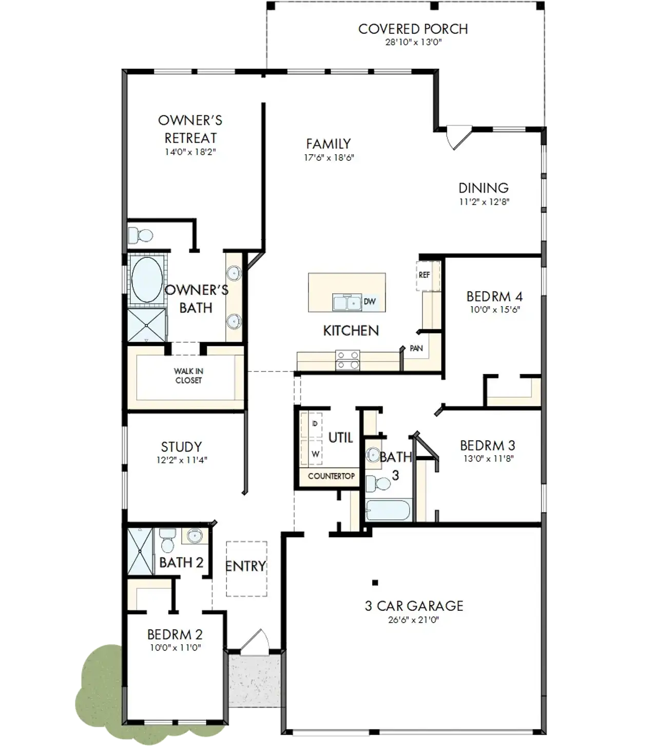 2D floor plan layout of this home in Grand Central Park - Ascent Collection, Conroe, TX (Image 2).