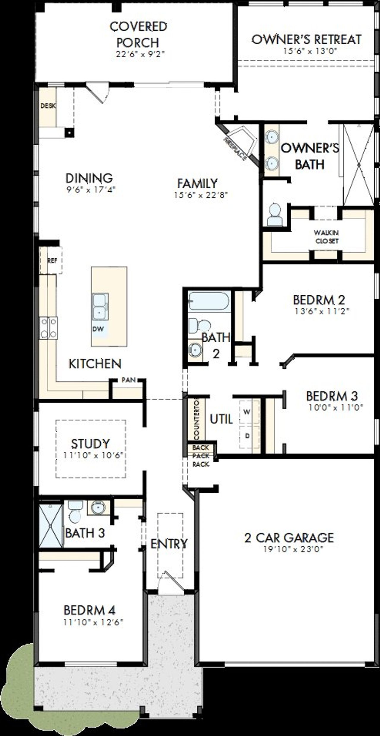 2D floor plan layout of this home in Two Step Farm - Enclave Collection, Montgomery, TX (Image 2).