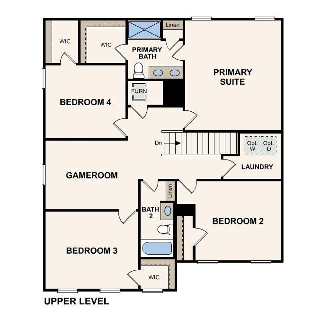 2D floor plan layout of this home in The Ridge at Twin Rivers, Covington, GA (Image 2).
