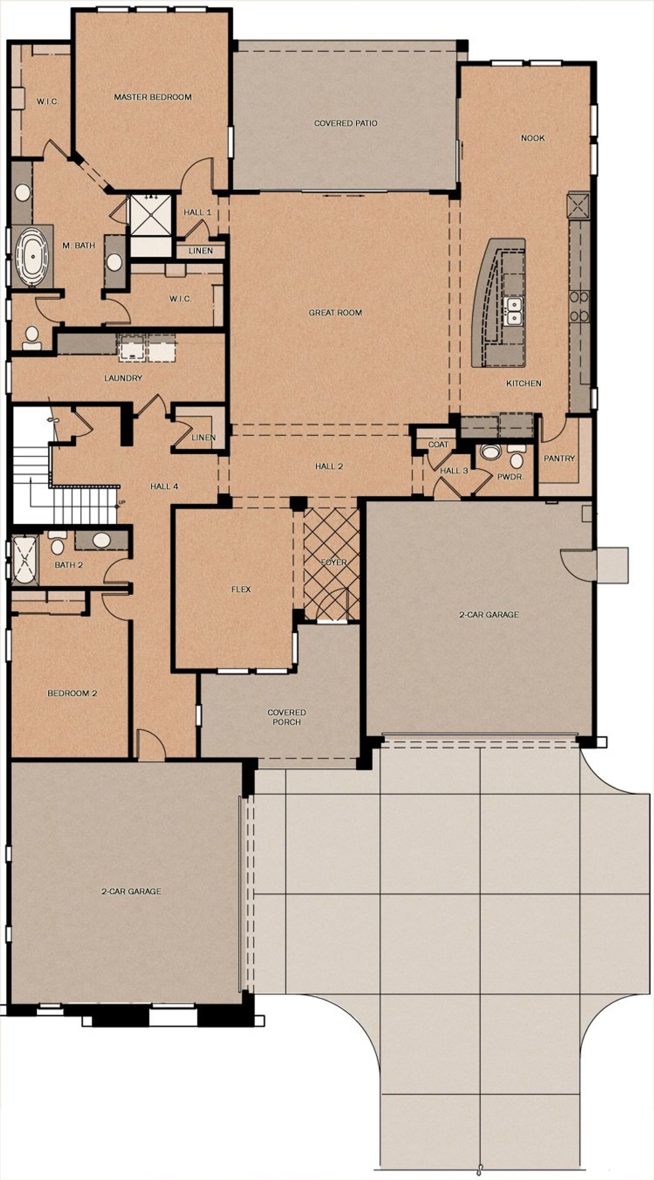 2D floor plan layout of this home in Fields at Barney Farms, Queen Creek, AZ (Image 2).