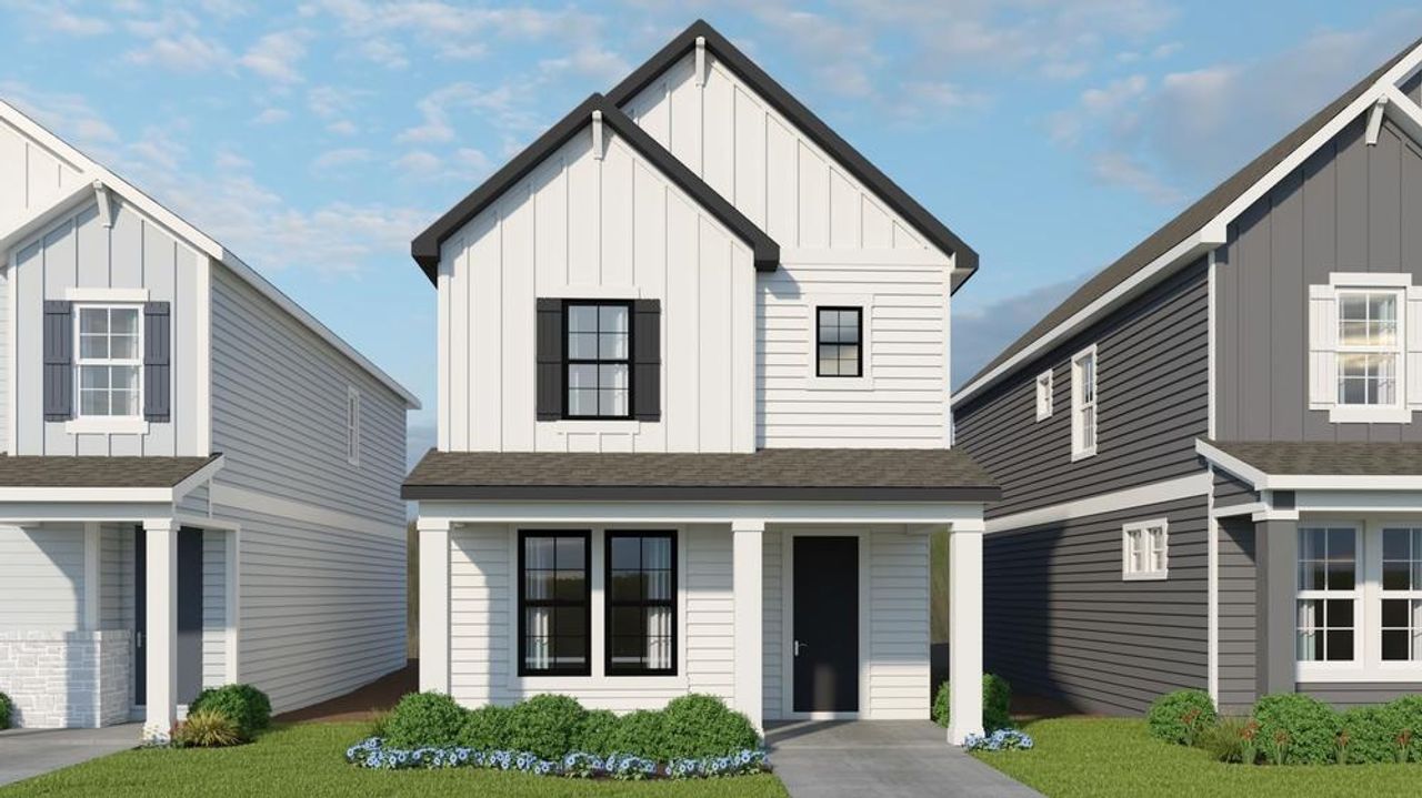 Representative exterior photo of a completed home built from the Poppy by Blackburn Homes in The Heights at San Gabriel, Georgetown, TX (Image 2).