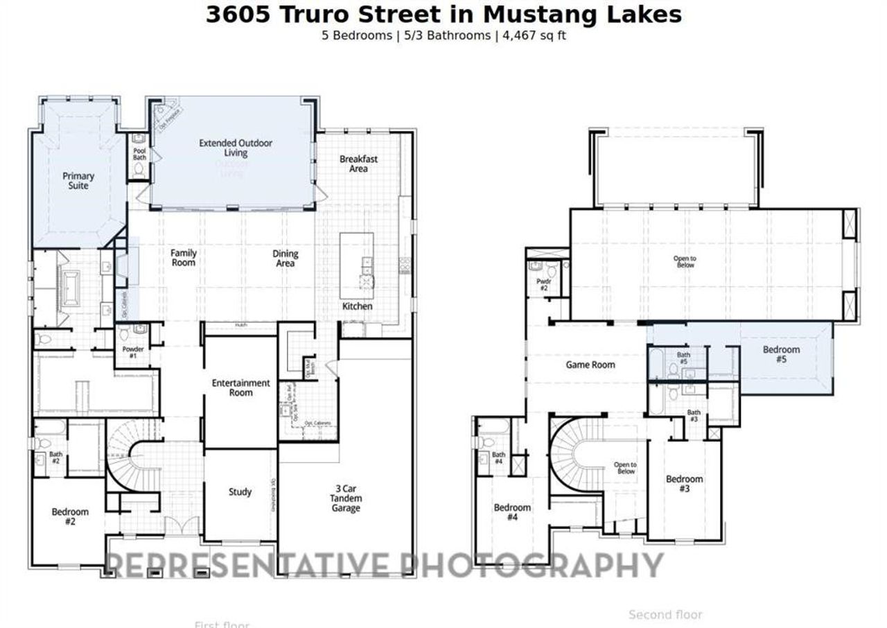 2D floor plan layout of this home in Mustang Lakes: 74ft. lots, Celina, TX (Image 2).
