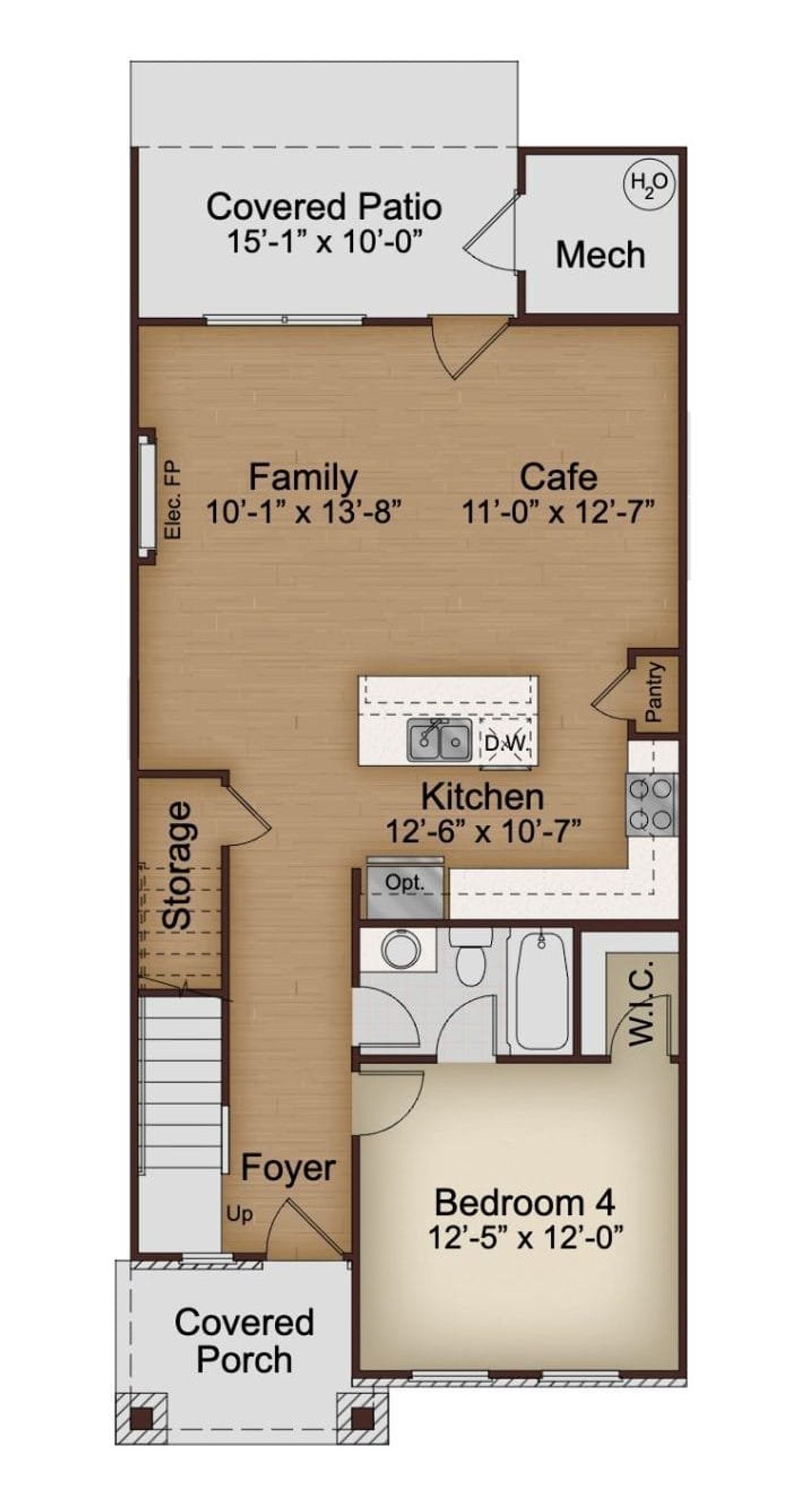 2D floor plan layout of this home in Kinsley, Wake Forest, NC (Image 2).
