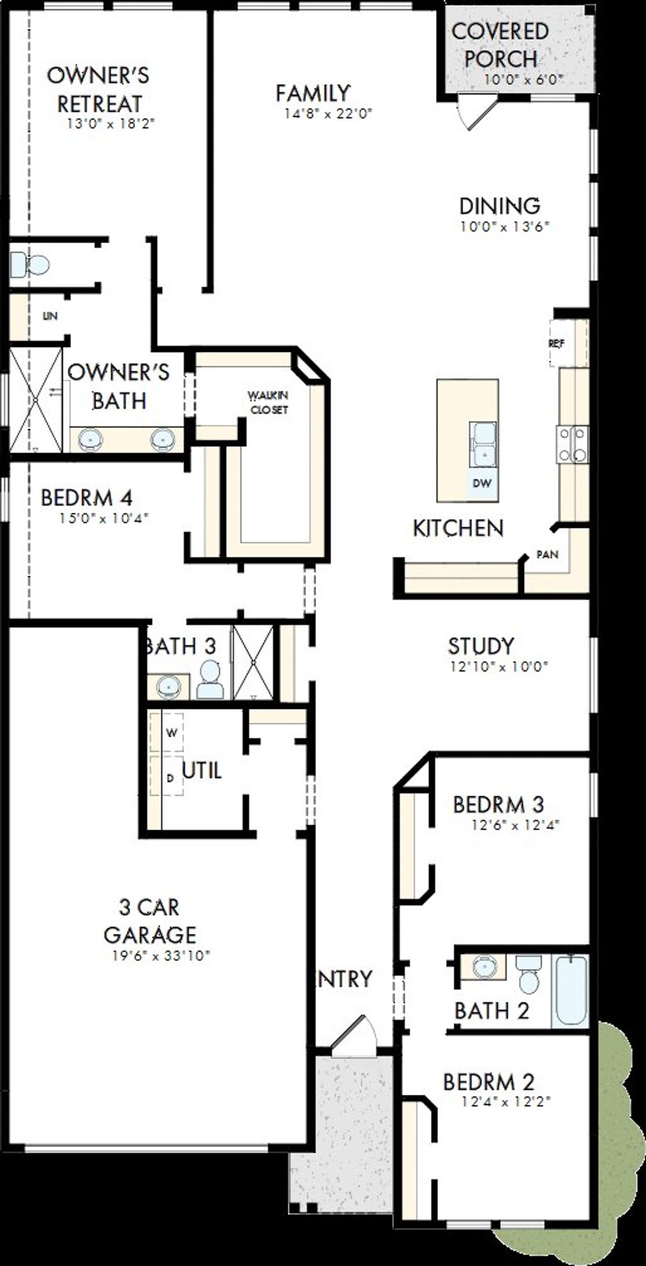 2D floor plan layout of this home in Crighton Cove - Retreat Collection, Conroe, TX (Image 2). 2D floor plan layout of this home in Crighton Cove - Retreat Collection, Conroe, TX (Image 2).
