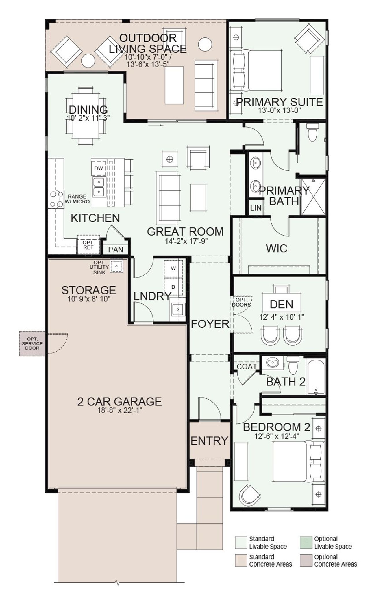 2D floor plan layout for the Palm by Robson Resort Communities in Robson Ranch Arizona, Eloy, AZ (Image 2).