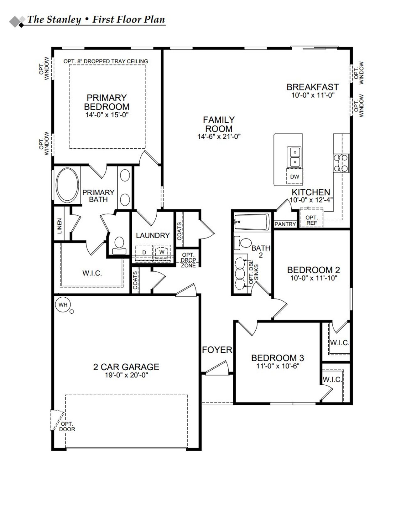 2D floor plan layout of this home in Founders Landing | 55+ Community, Gastonia, NC (Image 2).