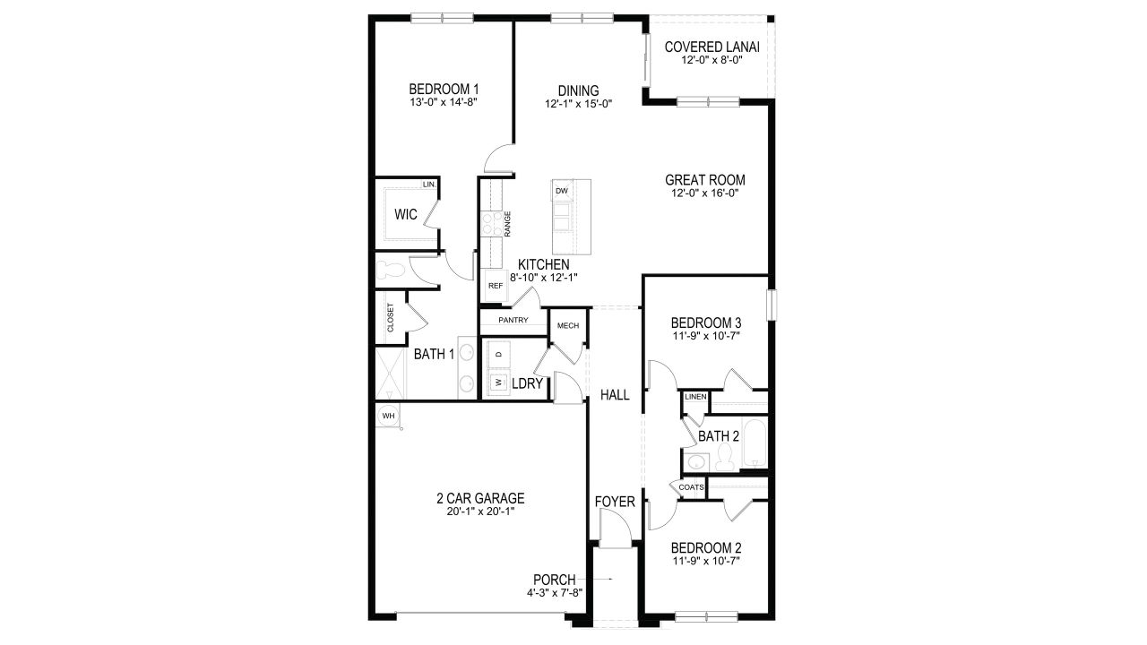 2D floor plan layout of this home in Farm at Varrea, Plant City, FL (Image 2). 2D floor plan layout of this home in Farm at Varrea, Plant City, FL (Image 2).