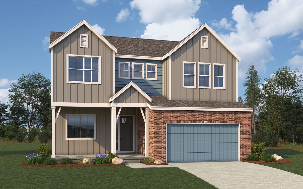 Representative exterior photo of a completed home built from the Journey Series - McKay by Brightland Homes in Dillon Pointe - Skyview, Broomfield, CO (Image 2). Representative exterior photo of a completed home built from the Journey Series - McKay by Brightland Homes in Dillon Pointe - Skyview, Broomfield, CO (Image 2).