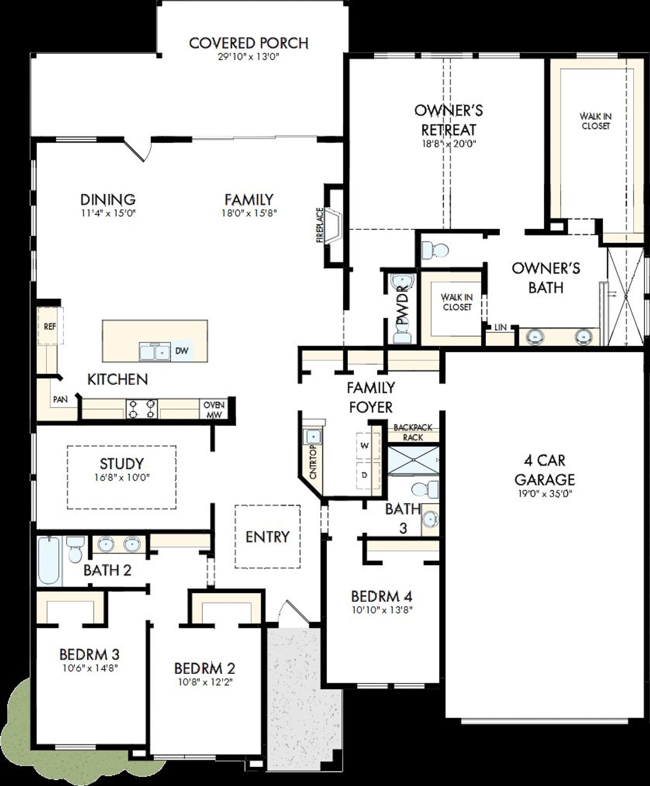2D floor plan layout of this home in Whyburn Manor Series, Flower Mound, TX (Image 2).
