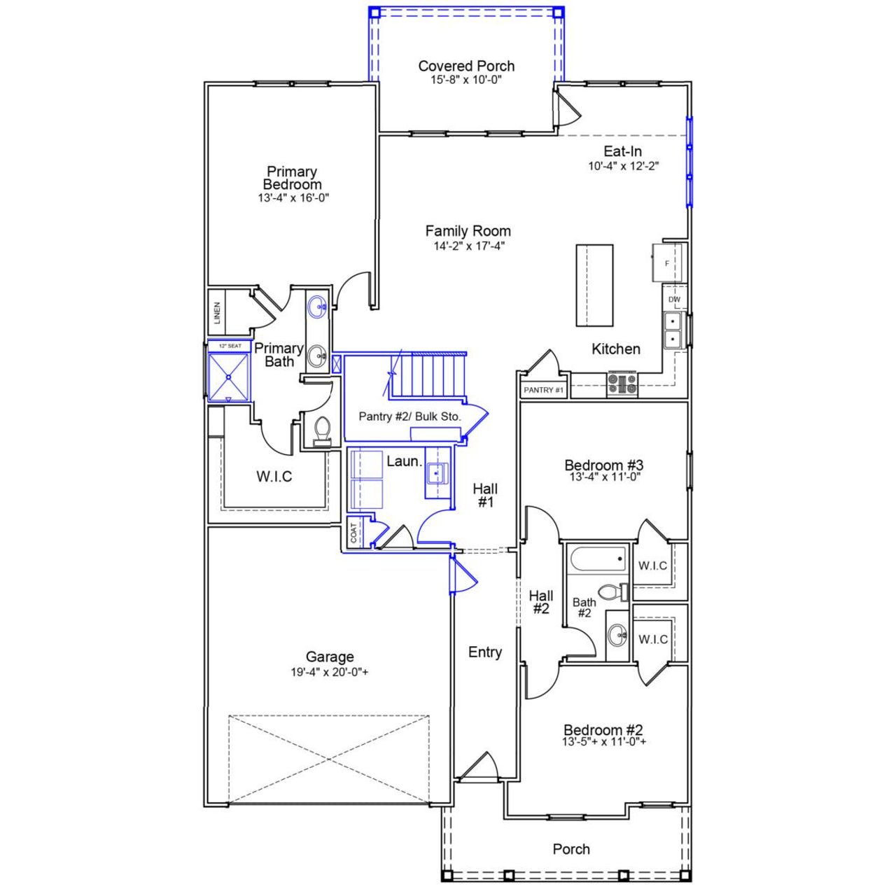 2D floor plan layout of this home in Cottages at Lake Emory, Inman, SC (Image 2).