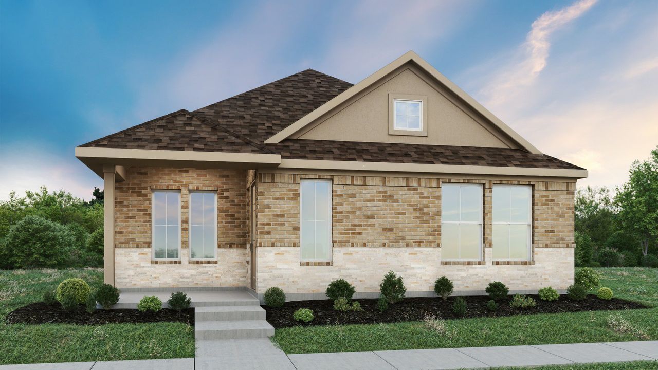 Representative exterior photo of a completed home built from the Austen by DRB Homes in Flora, Hutto, TX (Image 2).